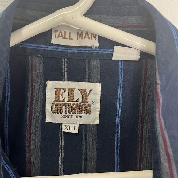 Men’s Ely Cattleman striped pearl snap long sleeve shirt Tall Man XLT - Picture 6 of 11